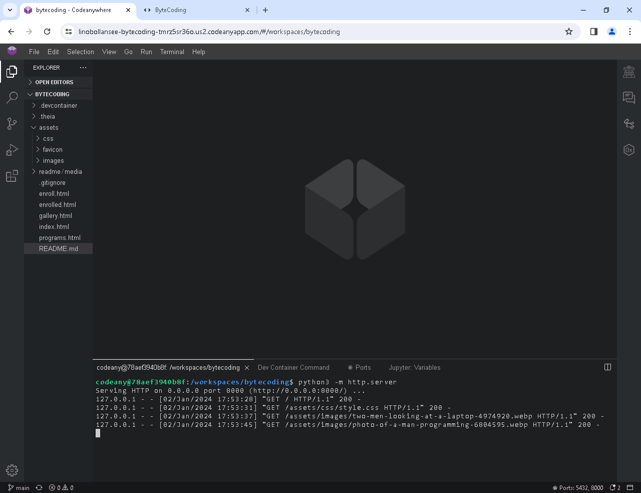 Bytecoding Python3 server