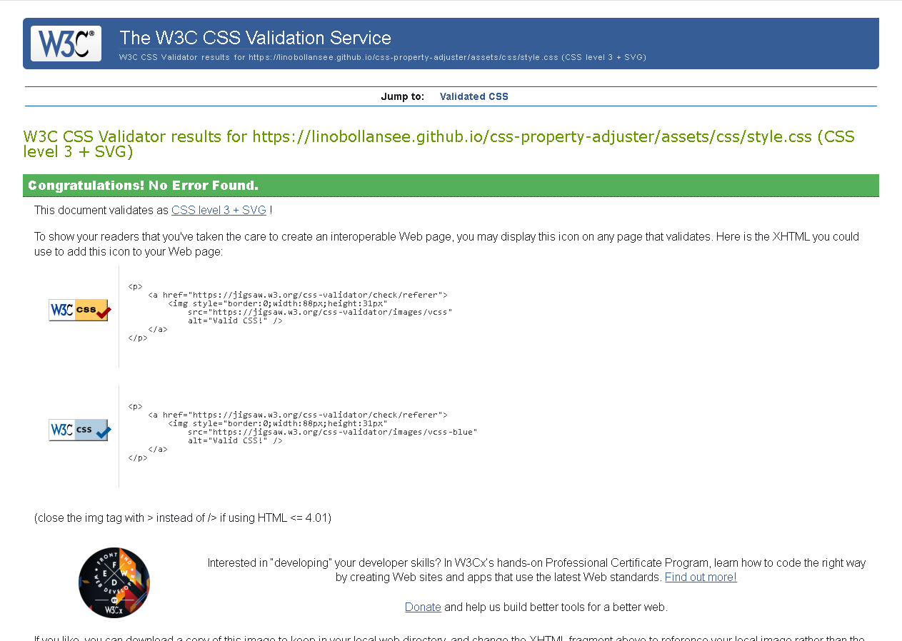 W3C CSS Validator (Jigsaw)